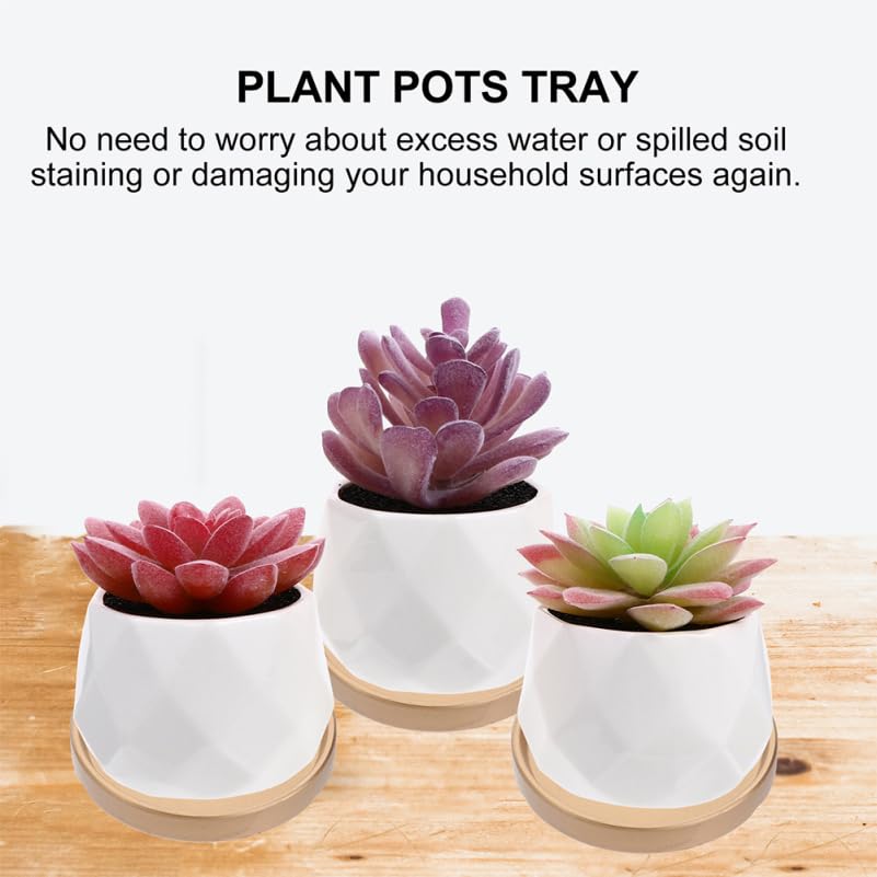 Vaguelly House Plants Indoors Live 3pcs Ceramic Plant Saucers Gold, 7 inch Thicken Planter Water Drip Tray, Flower Plant Pot Coasters, Bird Bath Bird Feeder Plate for Indoor Outdoor House Plants - size: 7inch