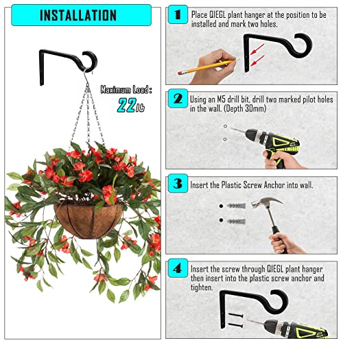 QIEGL 6inch Al-Alloy Hanging Plant Bracket Black 2 Pack - color: Black, size: 6in Aluminum Alloy