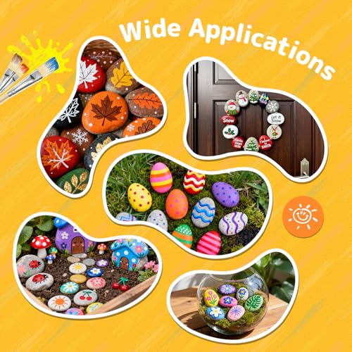 Simetufy 25 Pcs River Rocks for Painting, 2"-3" Flat & Smooth Stones (Pack of 2) - size: 2-3in -25pcs (Pack of 2)