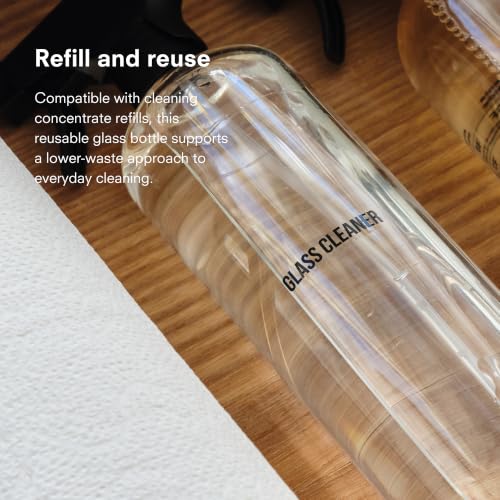 Public Goods Empty Glass Spray Bottle for Glass Cleaner | Refillable Spray Bottle for Cleaning | Made with Clear Borosilicate Glass for Windows, Mirrors | BPA Free | 24 Oz - style: Empty Glass Bottle