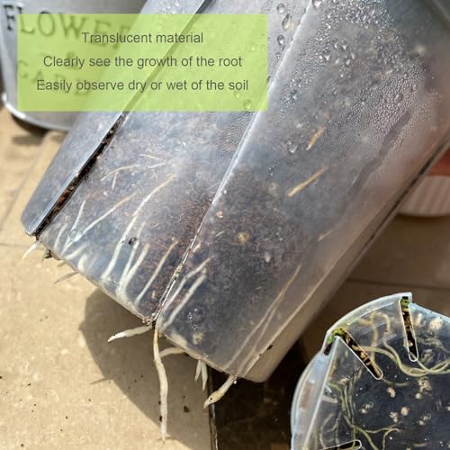 Large Clear Nursery Pot with Drainage Holes 7/8/10/12 inch,12pack | for Indoor&Outdoor Plant, monstera plant pot, monitor soil moisture and root health, semi-clear Plastic material - size: 7/8/9.5/12inch without trays