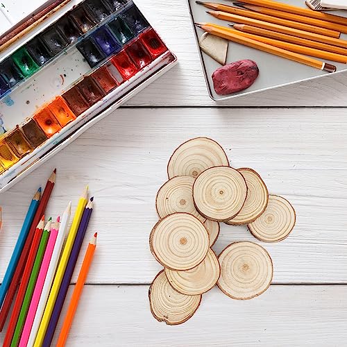100 PCS 1.1-1.6 Inch Small Wood Slices, 0.4 Inch Thick Tiny Wooden Slices, Mini Log Discs for Crafts, Ornaments - size: small