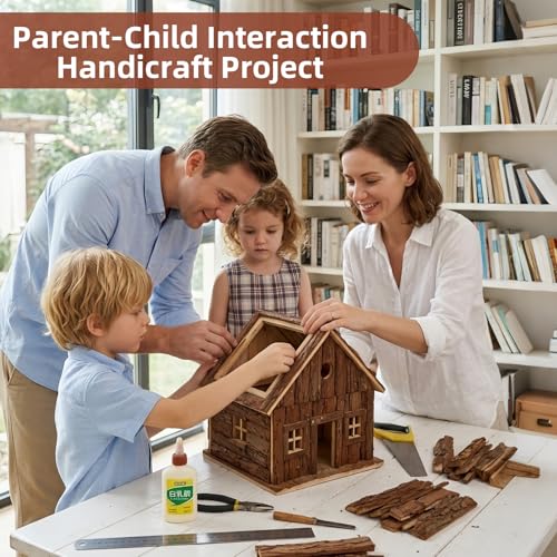 Morofme 45Pcs Natural Tree Bark Craft Wood Bark Strips Unfinished Tree Barks Planks Wooden Sticks 4.7" x 1" Wood Log Twigs for Crafting Project DIY Fairy Door Miniature House Roof Reptile