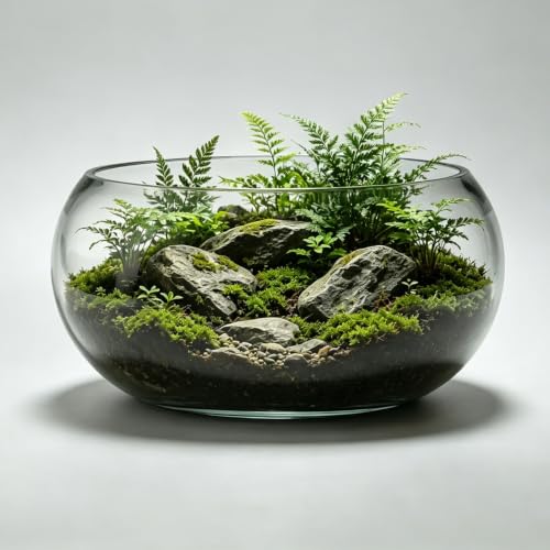 8" Round Glass Lotus Bowl Planter with Rattan Mat, Clear Indoor Hydroponic Water Lily Pot for Aquatic Plants, Bonsai & Lotus Flowers, Decorative Terrarium Bowl Vase, Fish Tank - size: 8 Inch