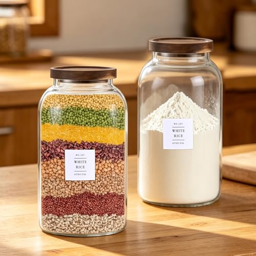 Large Glass Jar with Lid,(1Gallon/4000ML) Airtight Storage Container for Kitchen Countertop, Pantry, Coffee, Tea, Flour, Walnuts and Candy - size: 1Gallon*1