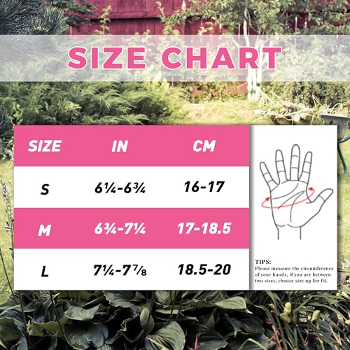 HANDLANDY Gardening Gloves for Women, Leather Garden Glove, Gardener Gift - color: Hot Pink, size: Small (Pack of 1)
