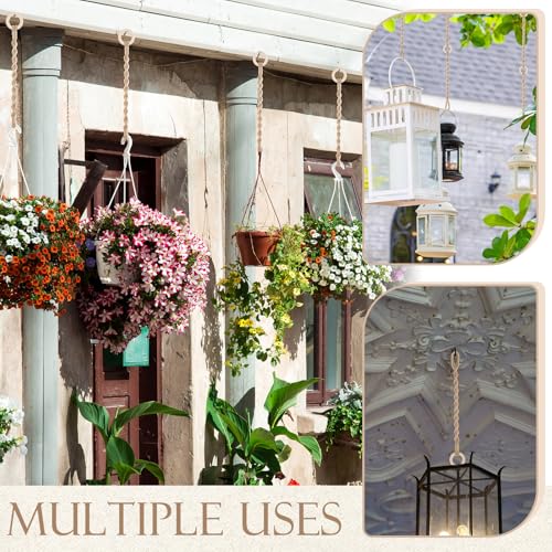 6 Pack Adjustable Macrame Plant Hanger Extender Handmade Woven Hanging Basket Extenders Connectable Rope Hanging Extension with Wooden Ring for Indoor Outdoor Plant Pot Holder(Brown) - color: Brown