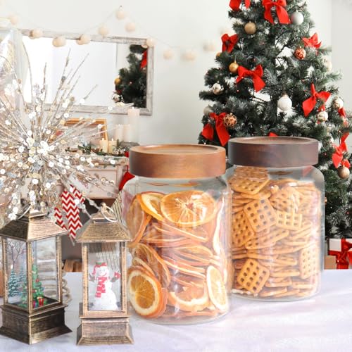 Airtight Glass Jars with Wooden Lid Round Spice Jar Clear Glass Food Storage Jar Canister with Screw Lid for Coffee Ground Bean Candy Pantry Sugar Tea Cookies Bath Salts (1200ml/40oz-1pack-A) - color: 1200ml/40oz-1pack-A