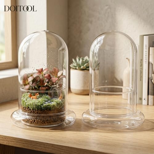 DOITOOL Micro Landscape Ecological Bottle Terrarium Jar 2 Pack High Borosilicate Glass Planter for Home Office Desk Decor 6.69X4.72X4.72In