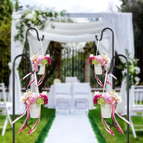 Ottsuls Shepherd Hooks with 5 Prongs Base for Outdoor - 76 Inch Adjustable Bird Feeder Pole for Outside Hanging, Garden, Hummingbird Feeder, Plant Baskets, Solar Light Lanterns, Wedding Decor (1 Pack) - size: 76 INCH, style: A-1 Pack