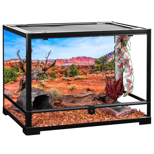 AWERT 36x20 inches Reptile Habitat Background Blue Sky Oasis Orange Desert Terrarium Background - size: 36x20in/90x50cm