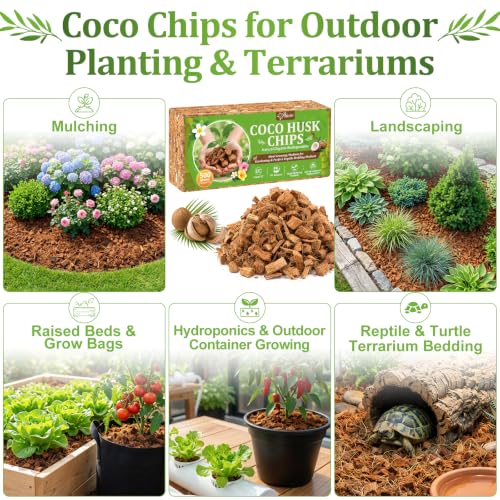 Riare Organic Coco Coir Chips for Plants Coconut Husk Substrate 4Pcs, 4.4lb - size: 4 Pack