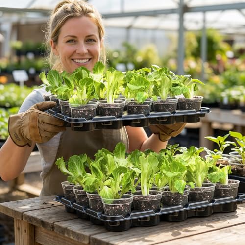 homenote 5 Pack Reusable 20 Cell Seed Starter Trays for 3 Inch Nursery Pots | Trays only. Includes 100 cells, raised bases for drainage, watering grooves, and deep slots that hold 3 inch pots securely. - size: 3 Inch, style: 5 Pack Seed Starter Tray