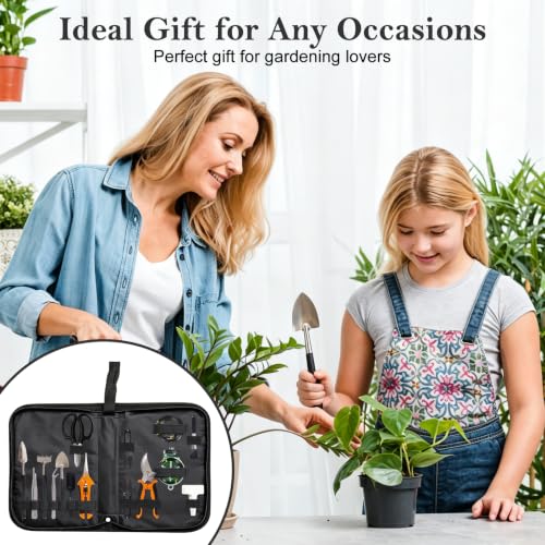 Bonsai Tools Set, 26 Pcs Garden Tools Set for Beginner, Includes Bonsai Wire Kit, Pruning Shears, Plant Mat, Bonsai Scissors, Succulent Tools in Leather Storage Bag, Ideal Gardening Gifts for Women