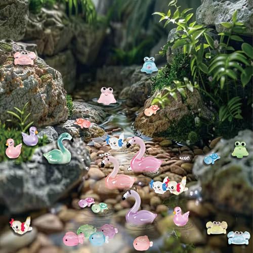ACEBON 102PCS Glow in the Dark Mini Animal Figurines, 46 Styles Cute Resin Animals for Fairy Garden, Terrarium, Aquarium, Decor & DIY Miniature Landscapes