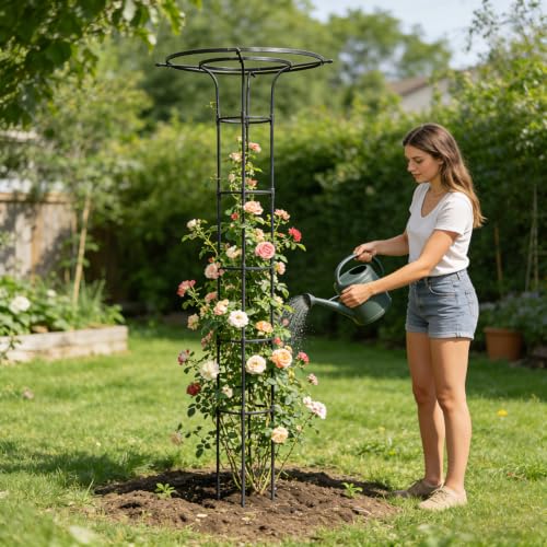 Garden Trellis for Climbing Plants Outdoor,84.6" Tall Umbrella Trellis - color: 6 Floors/Black