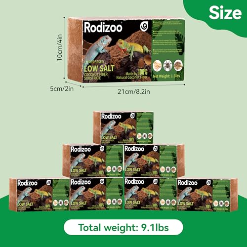 7 Pcs Organic Coconut Fiber Substrate, Biodegradable 100% Natural Coco Soil Brick, Multipurpose Eco-Friendly Terrarium Bedding for Reptiles, Tortoise, Bearded Dragon, Gecko, Snake & Amphibians - size: 7 Pcs