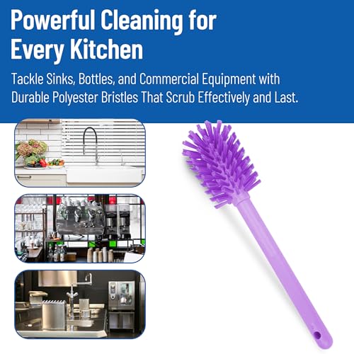 SPARTA Large Water Bottle Brush Ideal for Wide-Mouth Jars, Bottles and Tumblers, Dishwashing Tool with Handle for Home and Commercial Kitchens, Plastic, 12 Inches, Purple - color: Purple