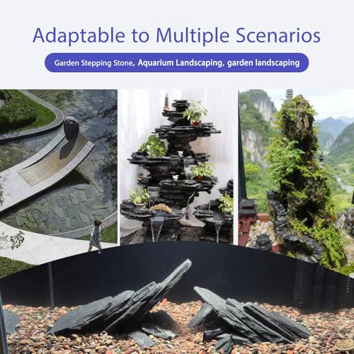 Fish Tank Rocks 20lb Natural Slate Rocks 2-8 Inches Black Stones for Tank Decoration Terrarium Reptile Aquascaping Amphibian Vivariums Paludarium Garden Landscaping - size: 20lb(2-8in)