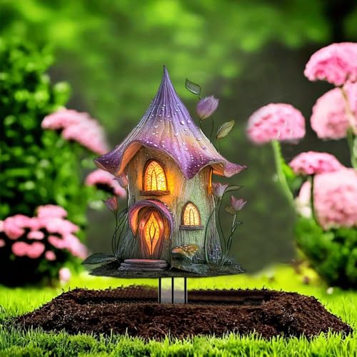 House Garden Stakes Decor Yard Acrylic - 2D Spring Garden Acrylic Sign Decoration, Yard Art, Gift for Nature Lovers, for Indoor & Outdoor Flower Pots, Yard, Mini Gardens & Lawn (5.9”x5.9”) Y35
