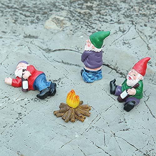 Tirifer 4Pcs Miniature Garden Gnome Set, Wizard Gnome 3D Dwarves Fairy Garden Gnome Statue Kit, Mini Outdoor Sculpture Garden Figurine Decoration for Lawn Yard Balcony Porch Patio