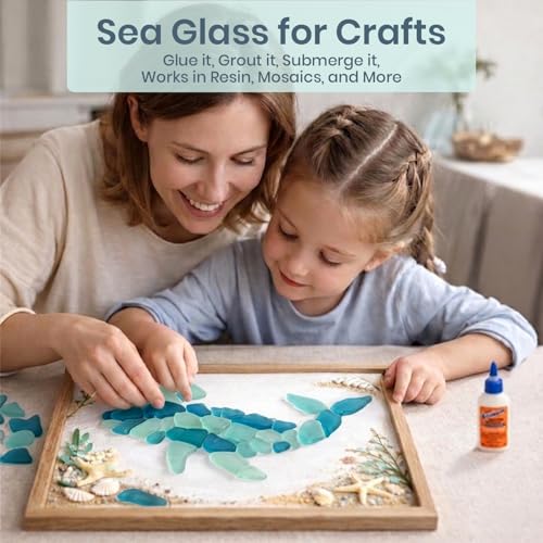 Sea Glass for Crafts – 11oz Caribbean Blue & Mint Green Sea Glass Decor, Tumbled Seaglass, Seaglass for Crafts, Beachglass Decor, Nautical Vase Fillers, Coastal Art Supplies - size: 11 Ounces