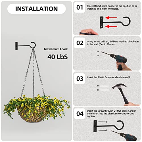 2.5In Metal Plant Wall Hooks 4Pack Bulk Hanging Brackets Indoor Black - color: Black, size: 2.5in&4Pack