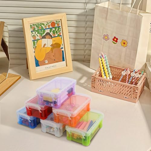 Small Plastic Box, Clear Mini Storage Bins, Stackable Tote with Lid-12 - color: 12-multicolor