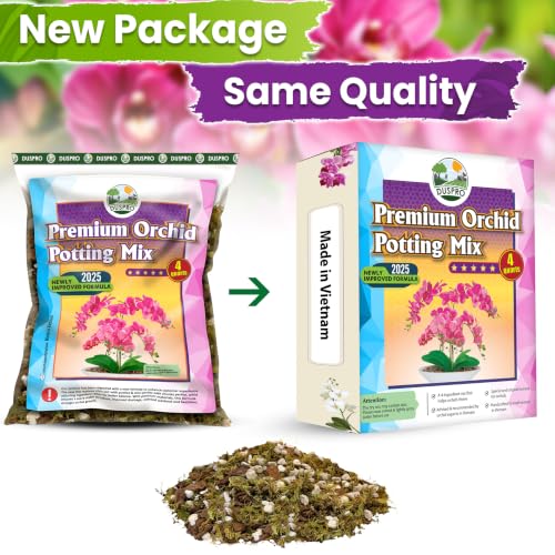 4in1 Orchid Potting Mix for Repotting, Pre-Mixed & Ready to Use, 4QT | Forest Moss, Pine Bark, Perlite & Pumice, Professional Blend, Drainage & Airflow, Upgraded Formula - size: Orchid Potting Mix 4 Quarts