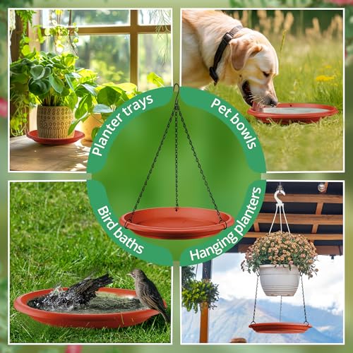 Hanging Planter for Plant, 12" Plant Saucer with Chain(10 Pcs,Brick Red) - color: Brick Red