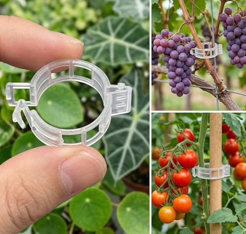 200PCS Plant Support Clips, Reusable Tomato Clips for Trellis, Plastic Garden Clips for Tomatoes, Cucumbers, Grapes, Peppers and Climbing Plants, Snap-On Vine Support Clips