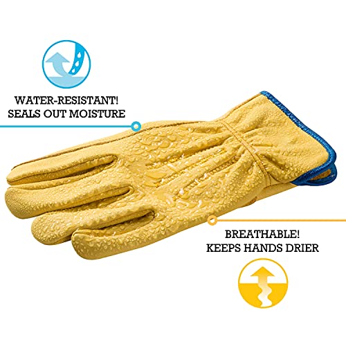 Wells Lamont mens Work Gloves (Large Pack of 1 US) and Wells Lamont unisex adult Men's Water Resistant Leather Work Gloves (Large Pack of 1 US) - size: Large (Pack of 1), style: Work Gloves + Work Gloves Large (1168l)