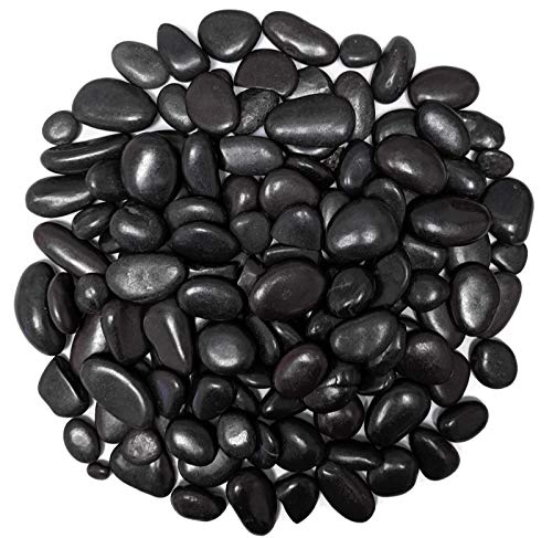 Midwest Hearth Natural Decorative Polished Black Pebbles 1/2" to 1" Size (10-lb Bag) - size: 10-lb Bag