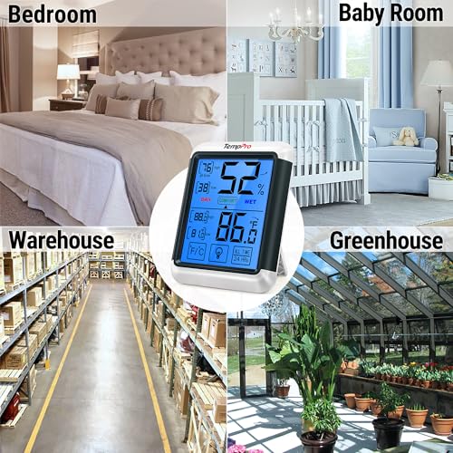 TempPro TempAir Digital Indoor Hygrometer Thermometer with Touchscreen - size: Indoor
