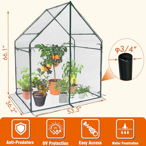 Gardzen Mini Greenhouse with Mesh Cover 36.2"(L) x53.3(W) x66.1(H) - size: 36”(L) x53”(W) x66”(H)