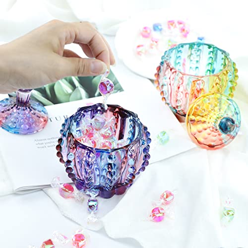SOCOSY Embossed Clear Glass Apothecary Jar With Lid, Candy Jar Wedding Candy Buffet Jar Crystal Jewelry Box Food Jar 6 oz, Chain - color: Chain