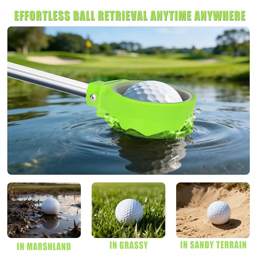 Golf Ball Retriever 9Ft/12Ft/14.5Ft/16.3Ft/20Ft Golf Ball Retriever Telescopic,Professional Stainless Steel Ball Retriever Tool Golf - color: Green + Gray, size: 9ft