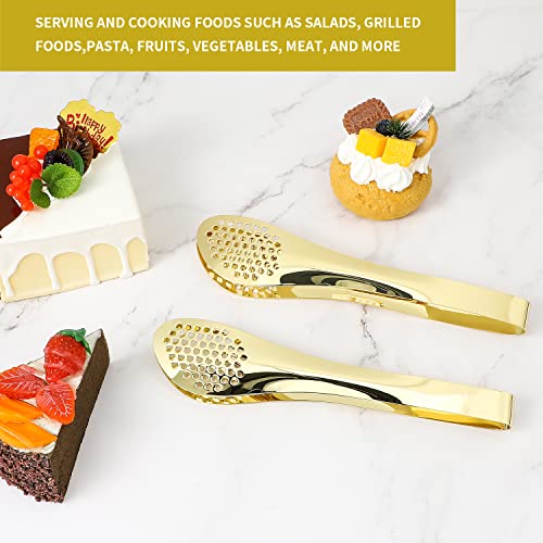 MSY BIGSUNNY 2 Pack Buffet Tongs, Gold-plated Stainless Steel Food Tongs Serving Tong - color: gold - 9" Serving Tongs