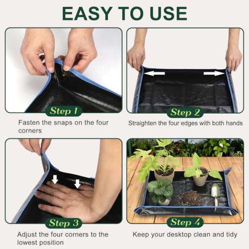 Waterproof Repotting Mat Super Thick for Potting Soil & Mix 39.5"x29.5" - color: Black and Cerulean Blue, size: 39.5" x 29.5"