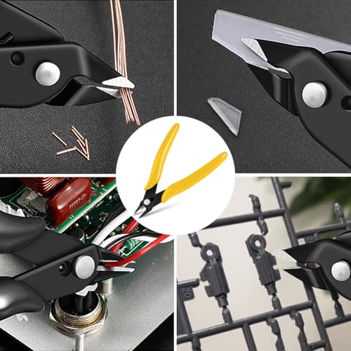 Ainiv Wire Cutters, 2PCS Spring-loaded Side Cutters Flush Cutters, Diagonal Cutters Precision Side Cutters, Diagonal Cutting Pliers in CRV Steel, Heavy Duty Cutting Pliers for Electrical, Homes - color: Yellow Wire Cutter-2pcs, size: 2pcs
