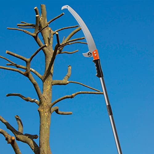 Walensee 7.7FT Pole Saw for Tree Trimming, Manual Tree Saw with Steel Blade & Adjustable Stainless Steel Extension Pole, Lightweight Long-Reach Tree Trimmer & Pole Pruner at Forestry Yard Garden Patio - size: 7.7 FT