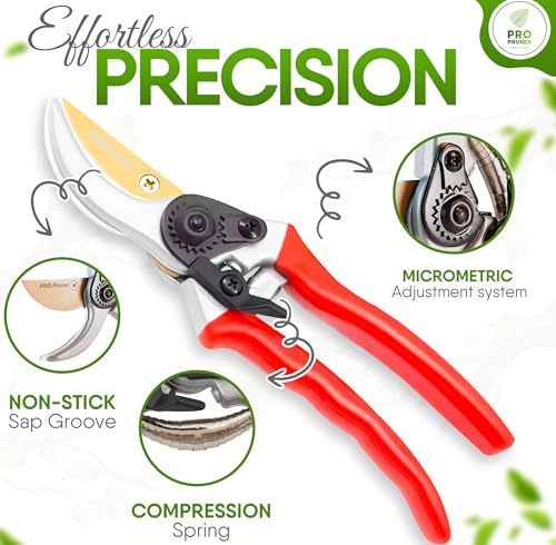 Premium Garden Shear Pruners – Premium Titanium-Coated SK5 Steel Pruning Scissors for Plants, Trees, Shrubs, Flowers | Heavy Duty Clippers, Clean Cut, Rust Resistant.
