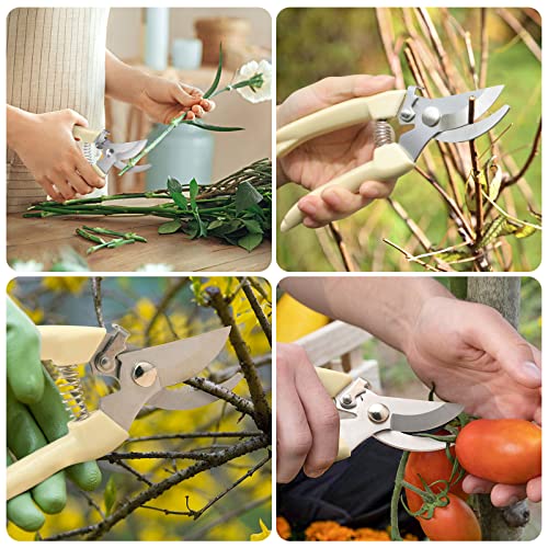 Premium garden shears, meperez pruning scissors gardening tools, pruners for flower, bushes, rose and fruit tree, use for florist, yard and orchard the plant clippers, sharp white steel anvil snips, 2 - style: Japanese