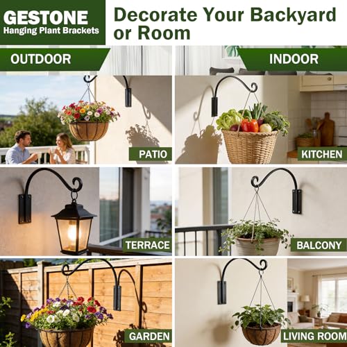 Heavy Duty 12 Inch Plant Hangers Bracket Outdoor 4 Pack Bird Feeder Hanger - size: 12in-4Pack