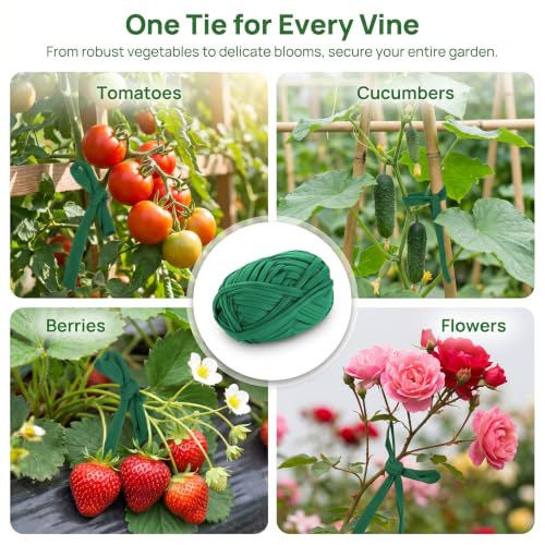 2 Pack Stretch Soft Garden Plant Ties for Indoor & Outdoor Plants, Garden Twine, Gardening Tape, Tree Support, Stretchy Trap for Trees,Flowers,Green Soft Ties for All Plants All Gardeners
