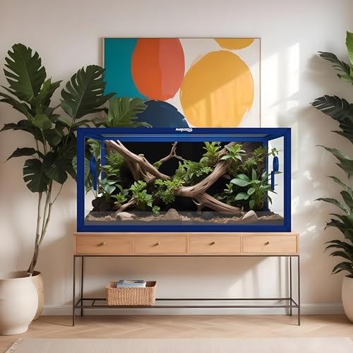 Phailozoo 50 Gallon Reptile Enclosure, Colorful Aluminum Frame Reptile Tank - color: Dart Blue, size: 50 Gallon