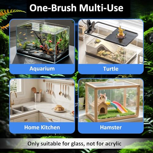 Fish Tank Cleaner with Five Sided Sponge Brush and Long Handle Aquarium Scrubber Alage Scraper for Glass Aquariums Terrarium Home Kitchen - size: 1 Pack