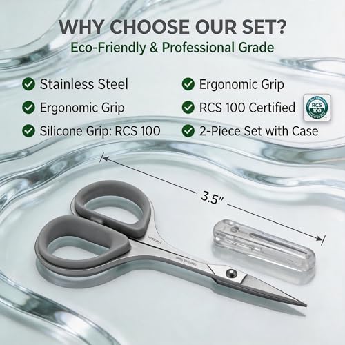 PAFASON Small Travel Sewing Embroidery Scissors Set Curve Straight Tip - color: Grey