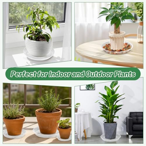 24 Pack Clear Plant Saucers for Indoors, Plastic Plant Saucers Flower Pot Plant Water Catcher Tray Heavy Sturdy Plant Water Drip Trays for Pots, 3.9 4.7 5.5 6.3 7.1 7.9 8.7 9.5 Inch Trays for Plants