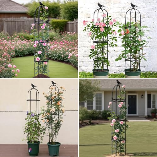 2 Pcs 6.2FT Garden Obelisk Trellis Climbing Plant Support - size: 6.2FT(2Pcs)